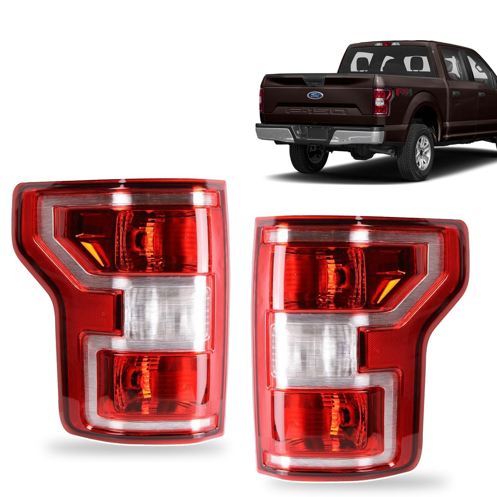 Lathsy Ford F-150 left tail light 2018-2020 enhances visibility and style.