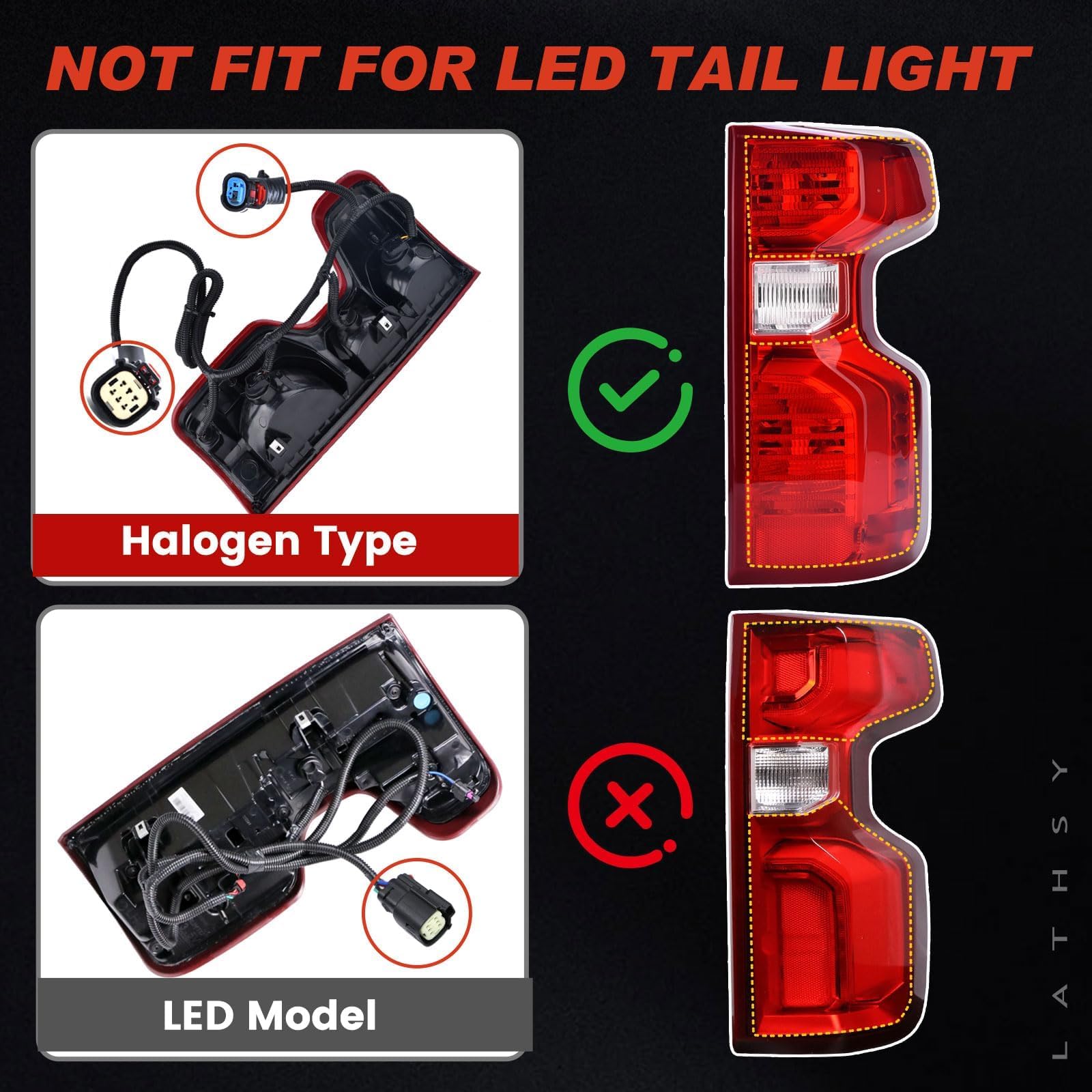 Lathsy halogen tail light close-up bulb area and plug-and-play compatibility