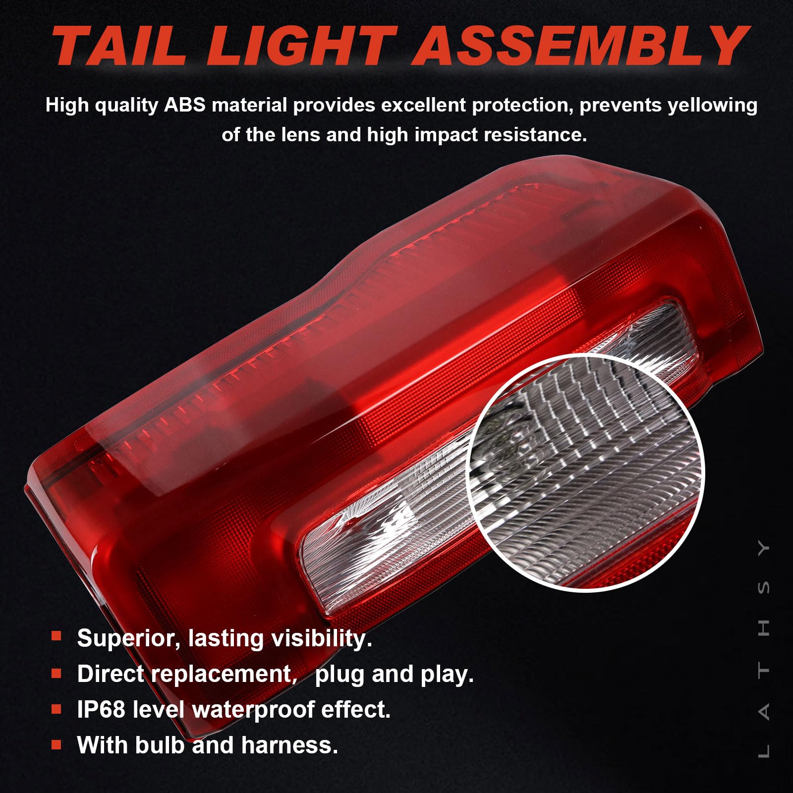 Lathsy tail light installed on Ford F-350 demonstrates reliable signaling.
