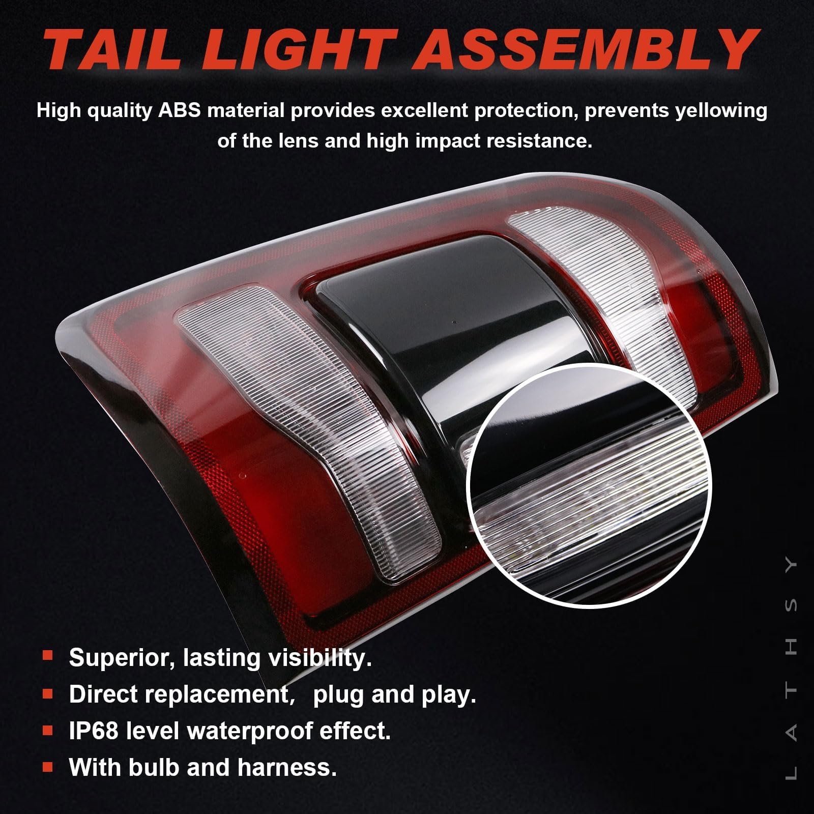 Lathsy tail light OE 68263397AE verified for Ram 1500 compatibility