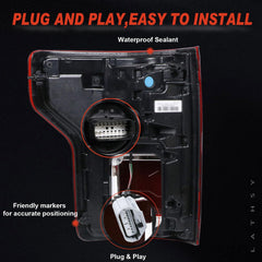 Plug-and-play connection on Lathsy tail light for quick installation on F-150.