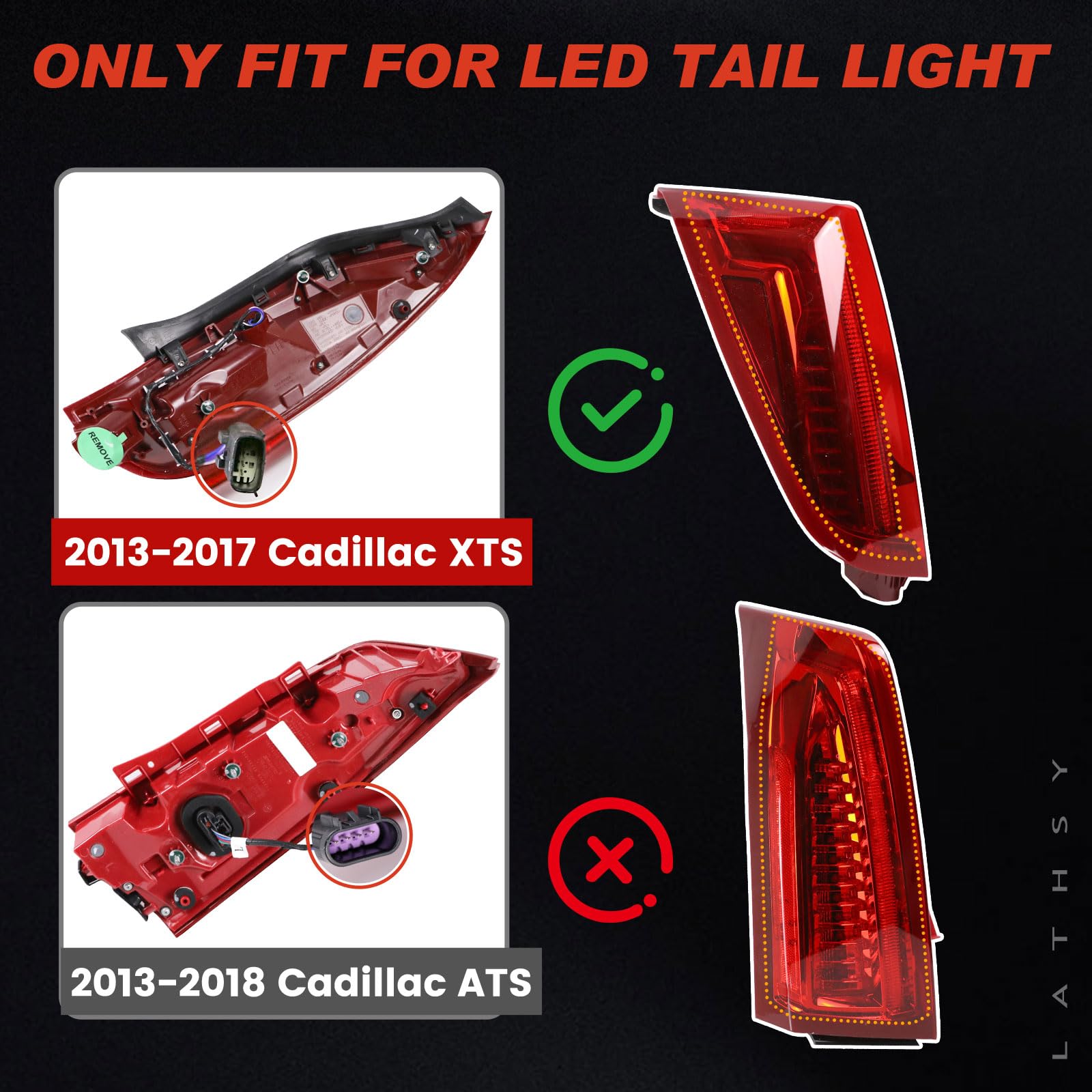 Lathsy LED tail light with clear lens and vivid illumination for XTS