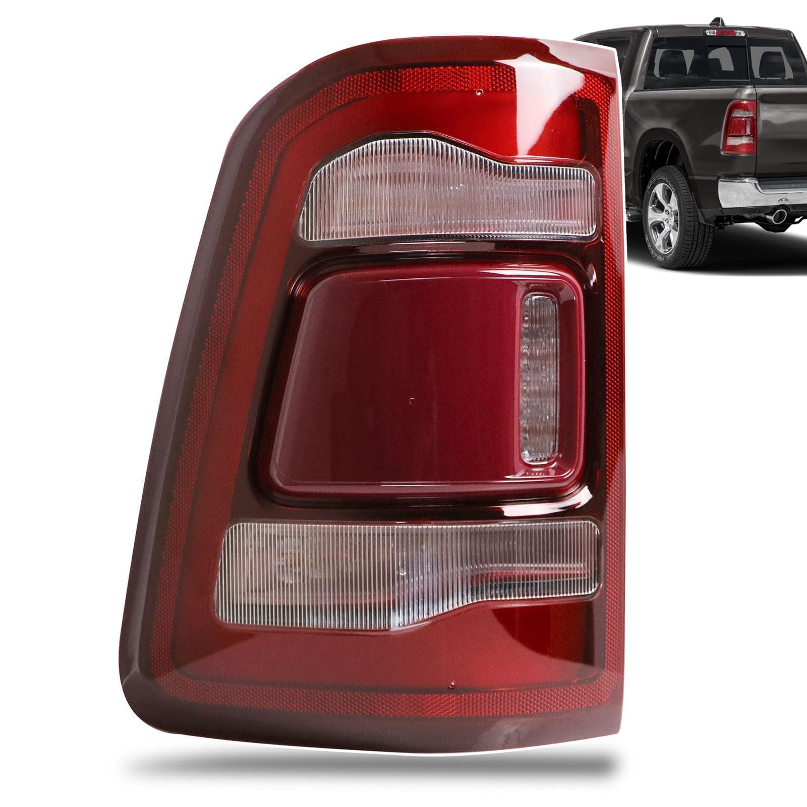 Lathsy LED tail light with red cover for Ram 1500 left side improves visibility