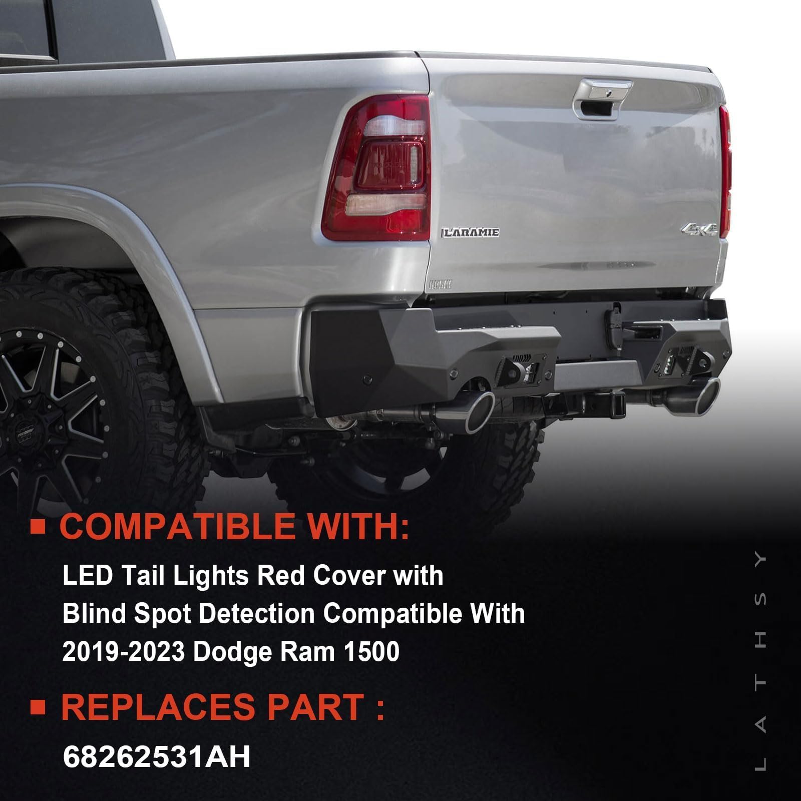 Lathsy Ram 1500 tail light with red cover provides bright rear signaling