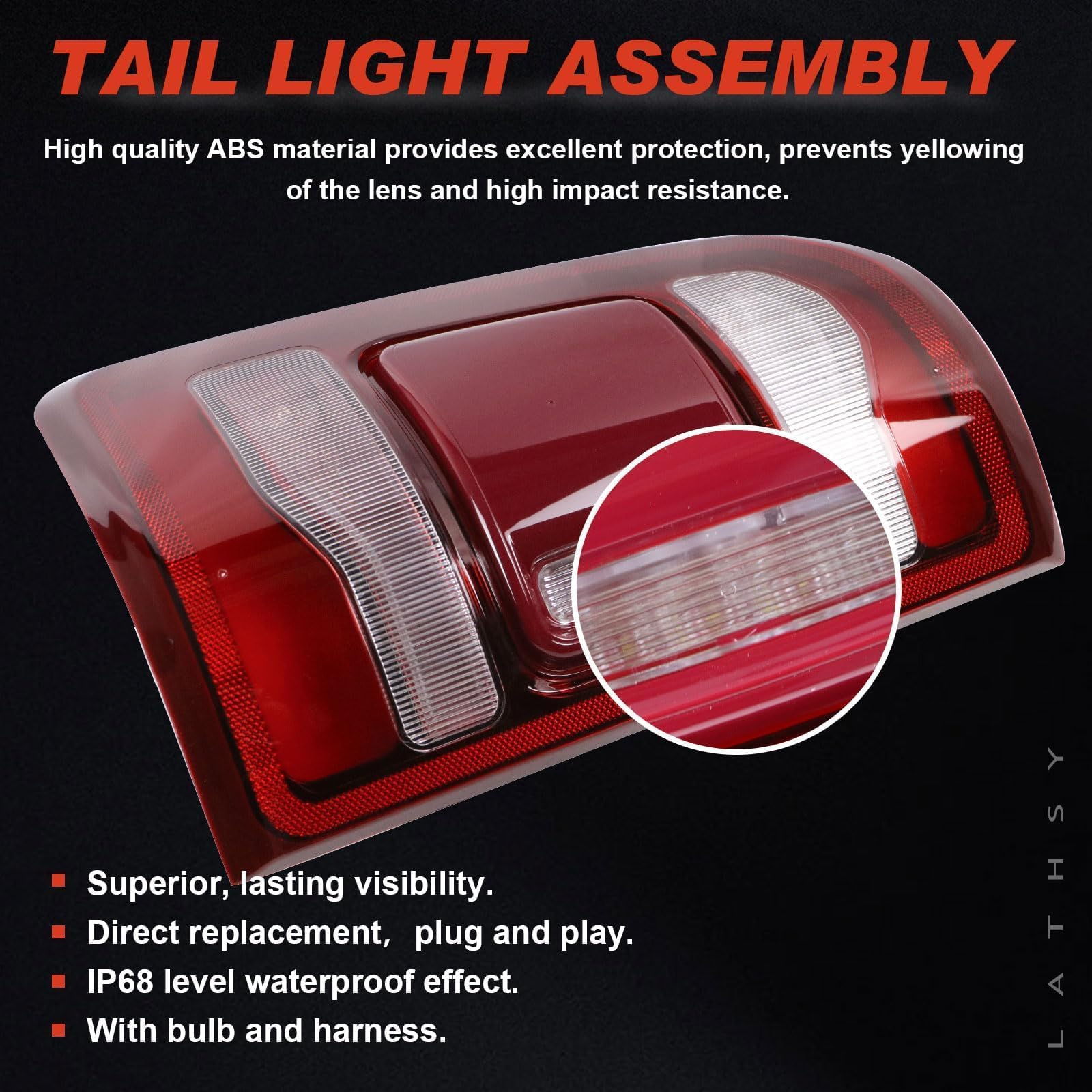 Lathsy red tail light for Ram 1500 supports safer lane changes