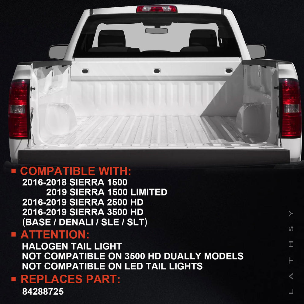 Lathsy GMC Sierra 1500 2019 Limited tail light close-up with seal.