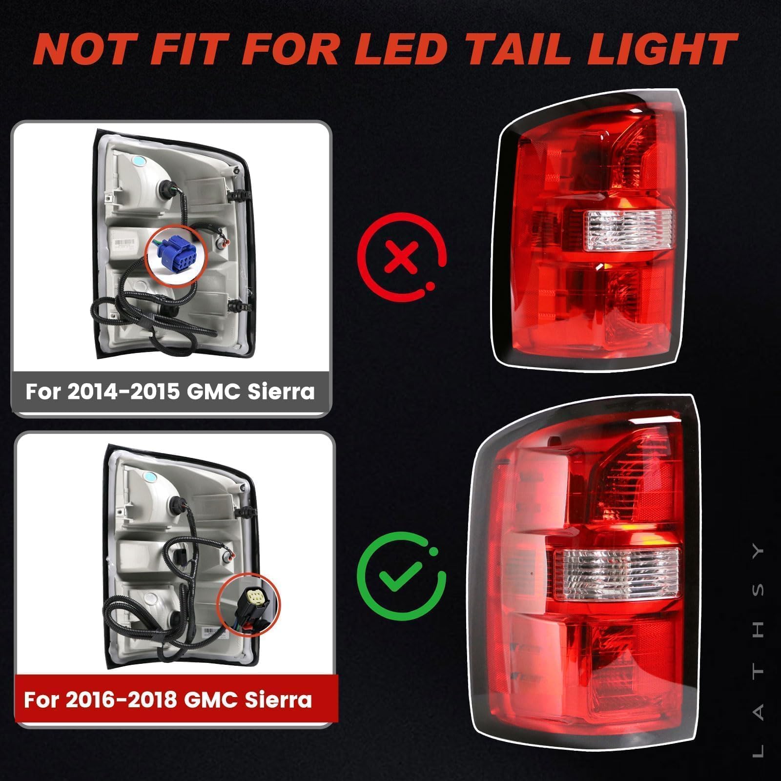 Lathsy Sierra 3500HD tail light assembly with plug-and-play design.