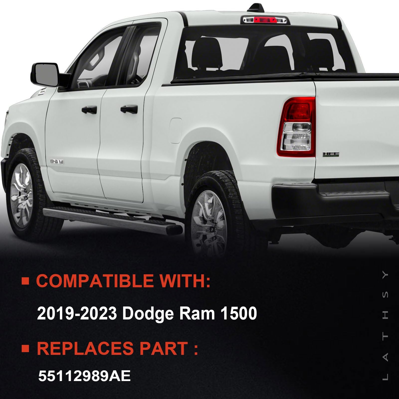 Close-up of chrome bezel on Lathsy tail light for Ram 1500