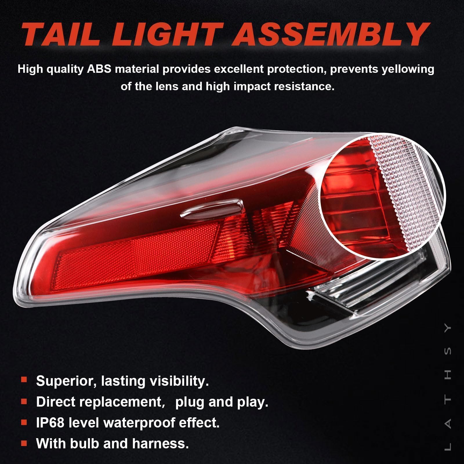 Lathsy tail light outer left tail light for RAV4 2016-2018 waterproof seal to resist weather.