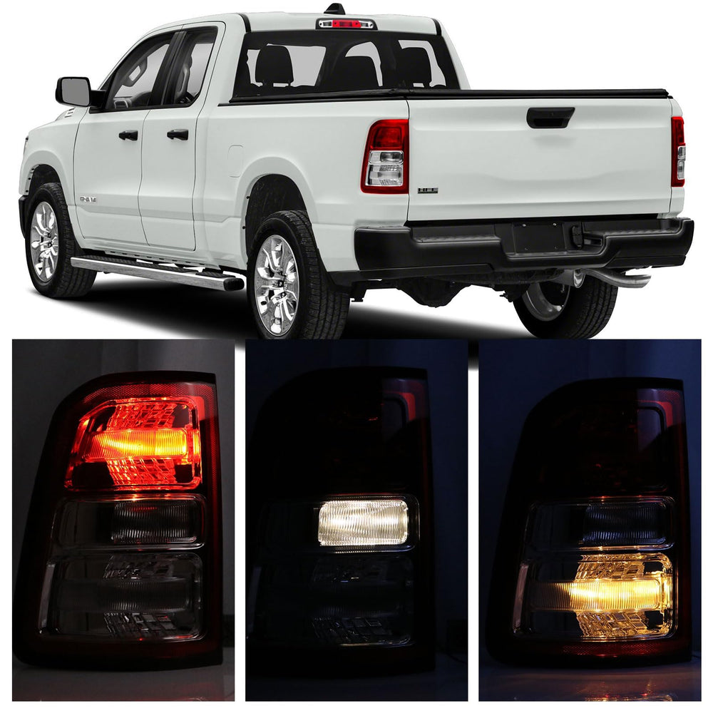 Lathsy tail light with chrome bezel designed for Ram 1500 left side
