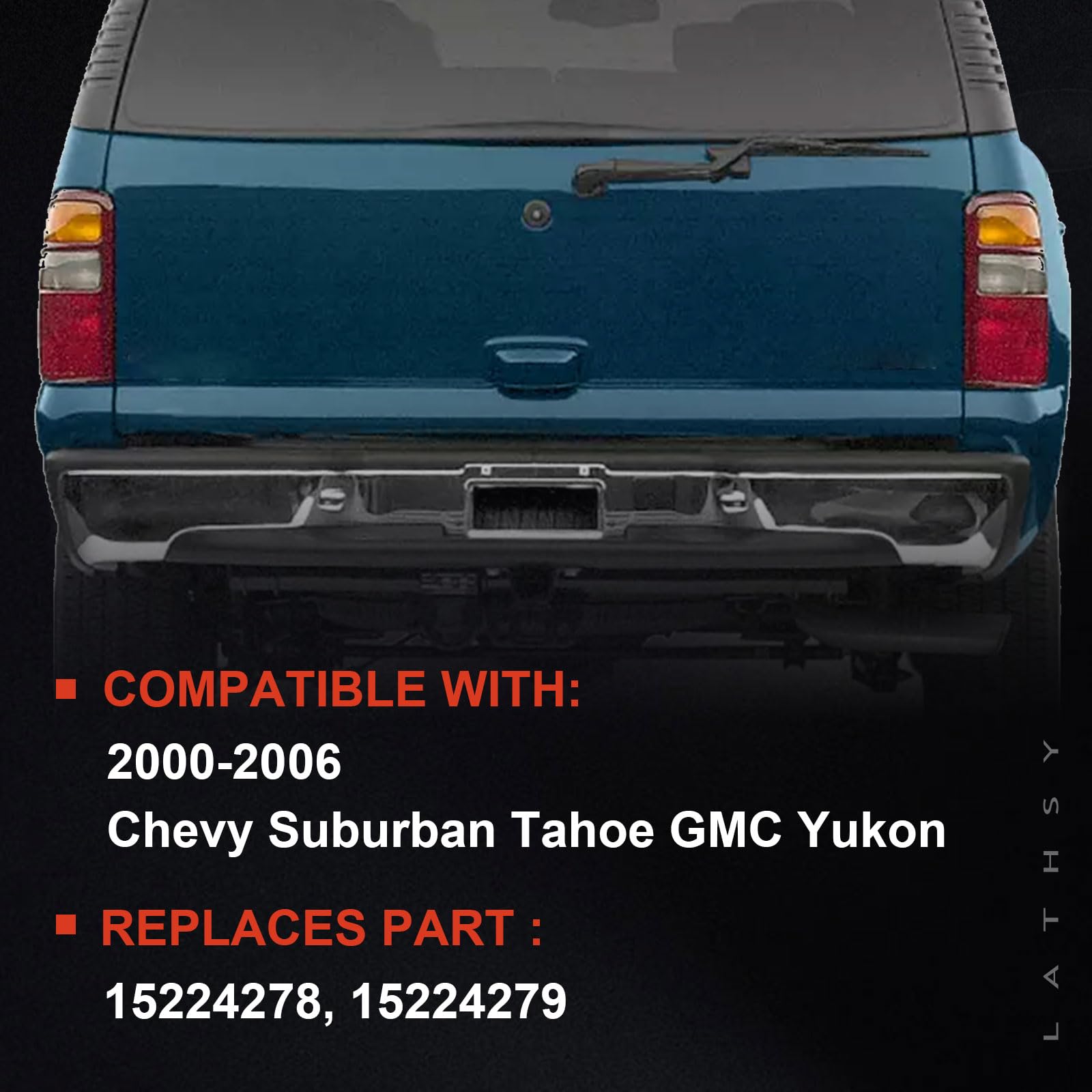 Lathsy tail light passenger side with black edge, quick plug-and-play replacement