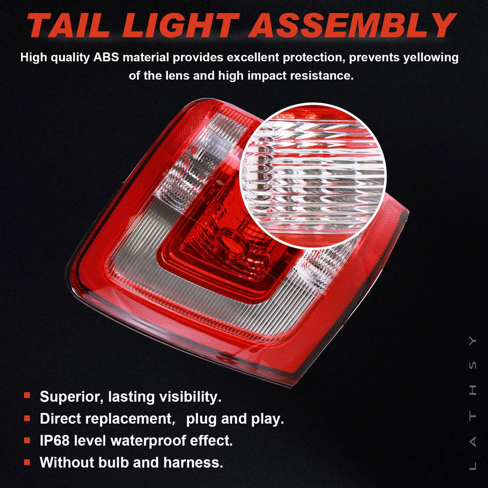 Lathsy weather-sealed tail light protects inner components in rain.