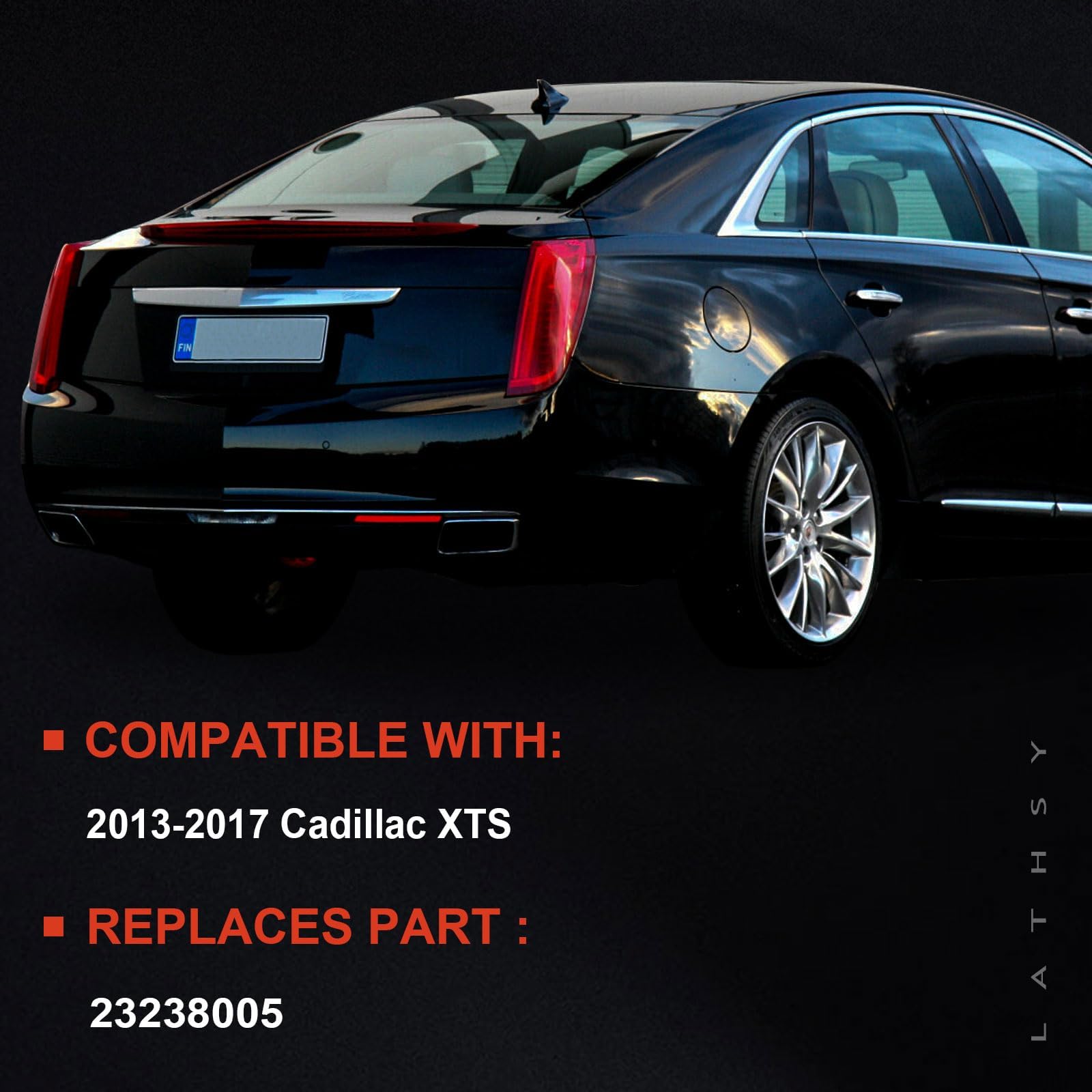 Lathsy Cadillac XTS tail light assembly showing LED housing and OE-23238006 compatibility