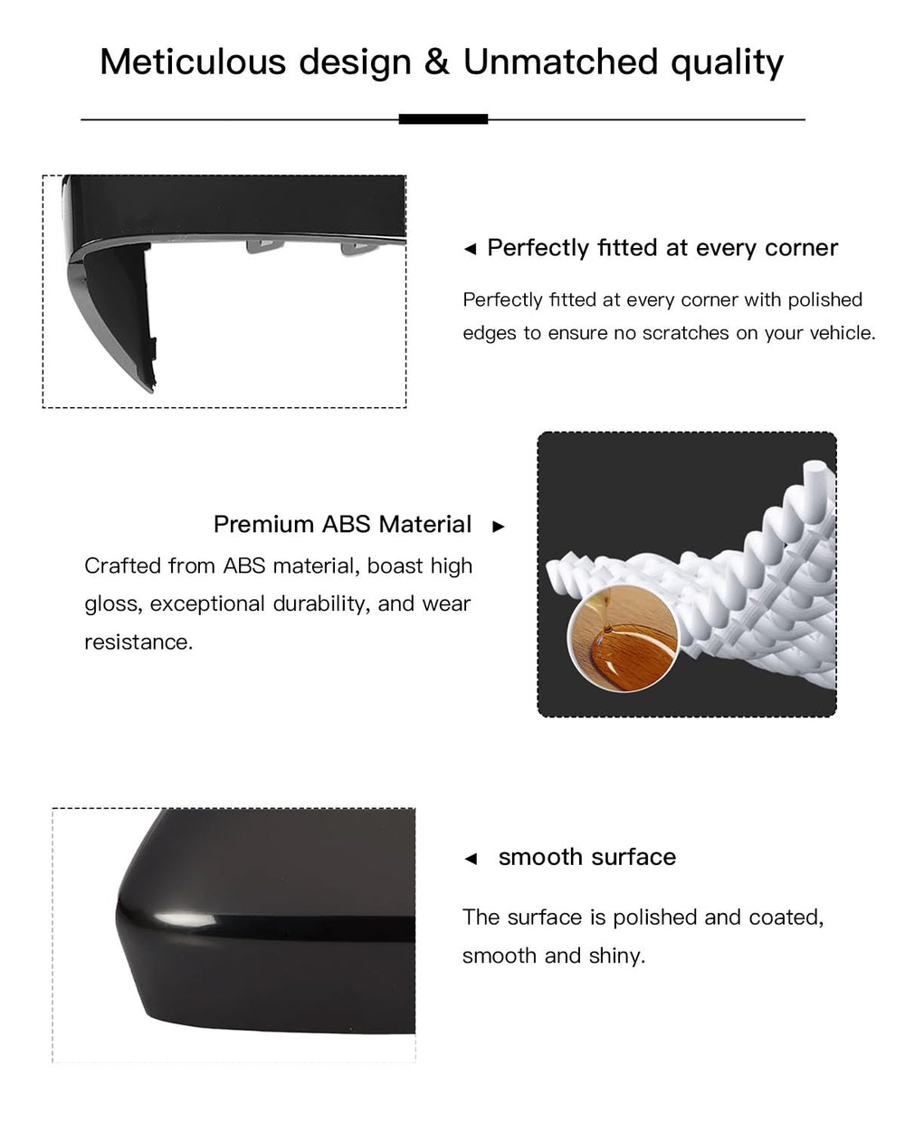 LAUBDGIE mirror cover, glossy black, durable surface for long-lasting use.