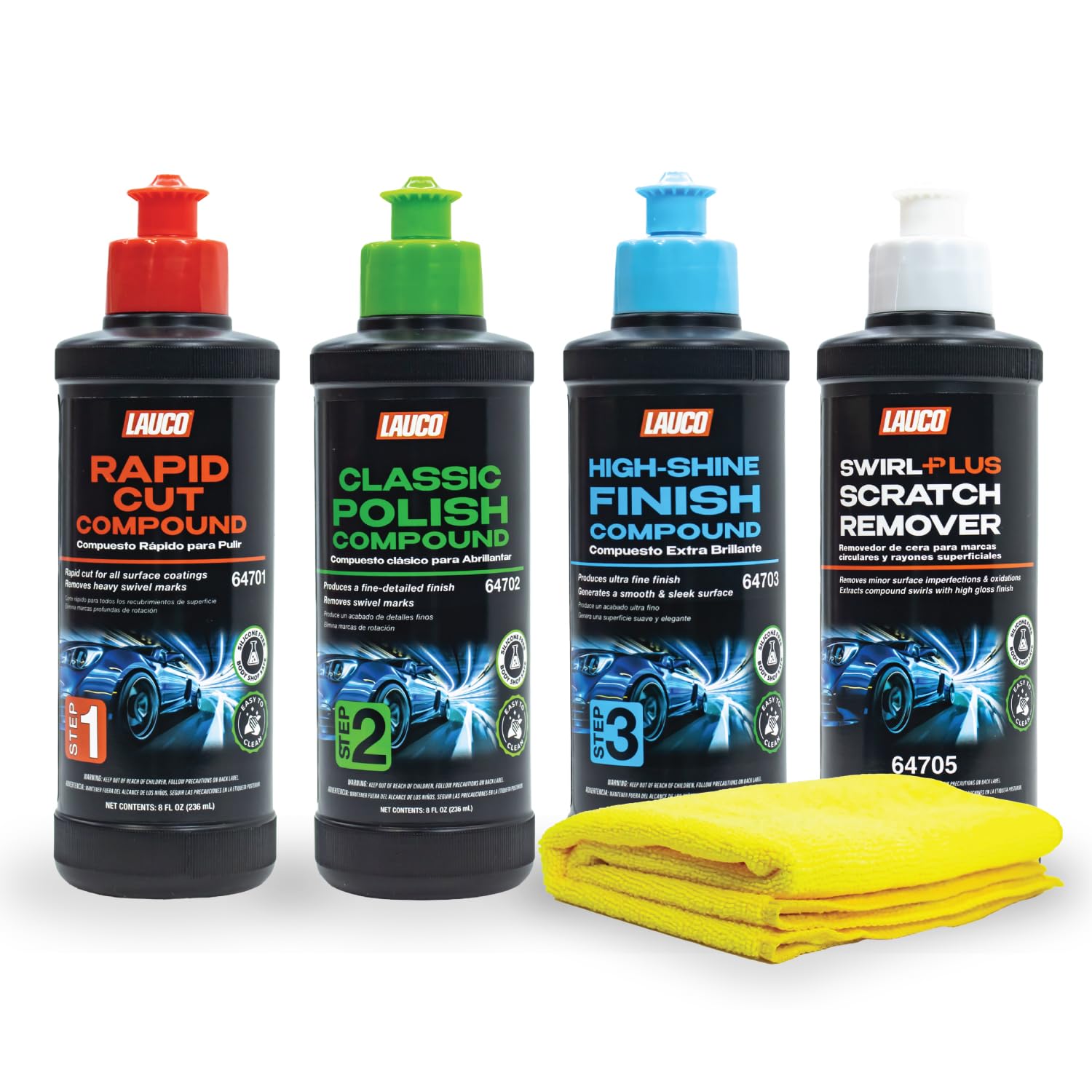 LAUCO 3-Step Step 1 rapid cut in action for heavy defect removal and prep