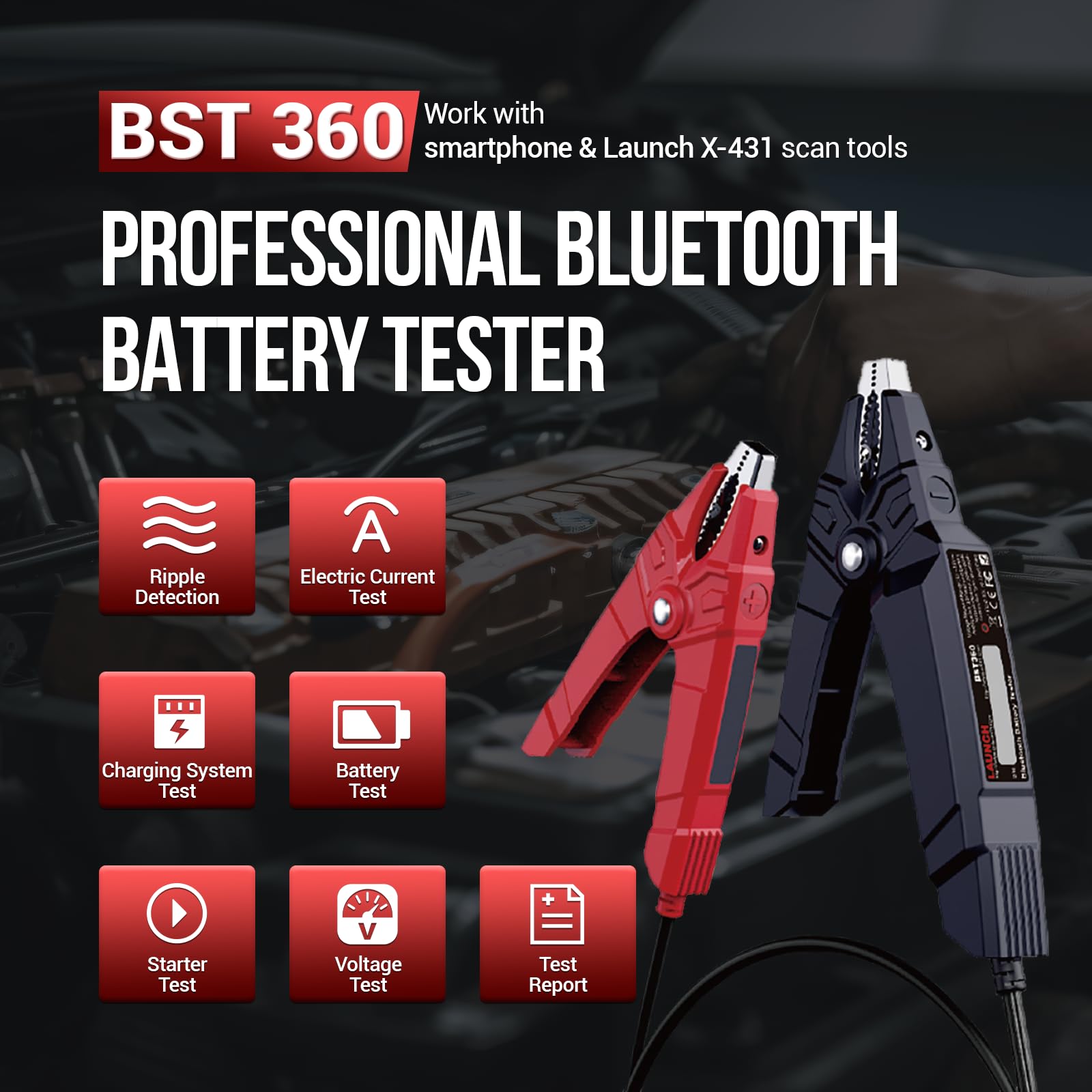 BST360 app connection showing test results and printable report