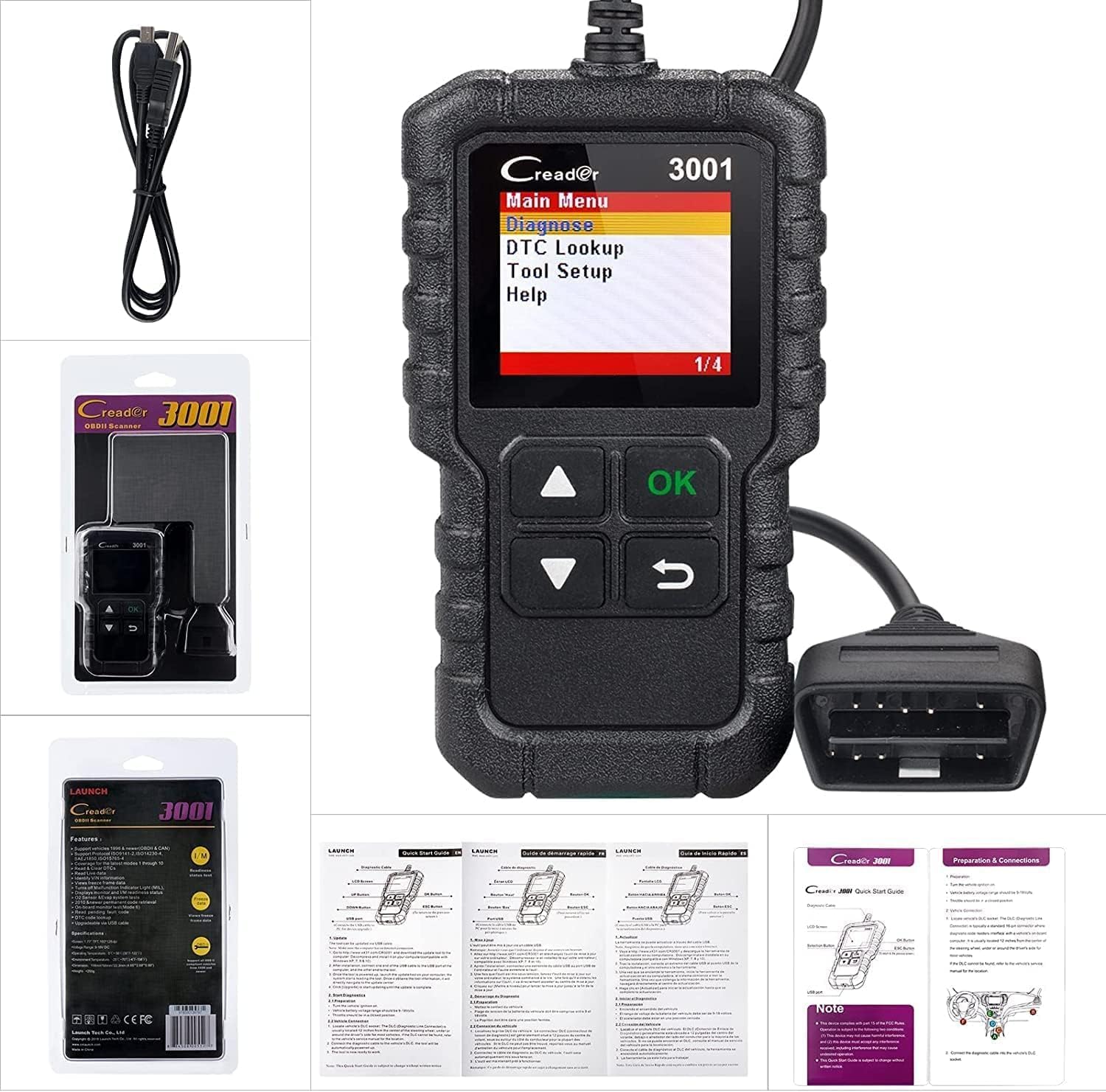 LAUNCH Creader 3001 OBD2 Scanner live data view supports engine monitoring
