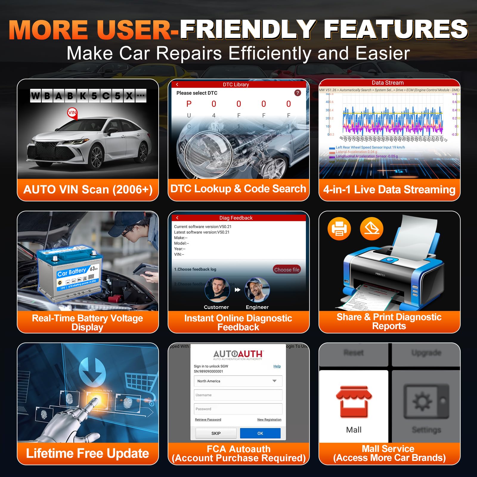 LAUNCH Creader Elite 4-inch touchscreen interface in use