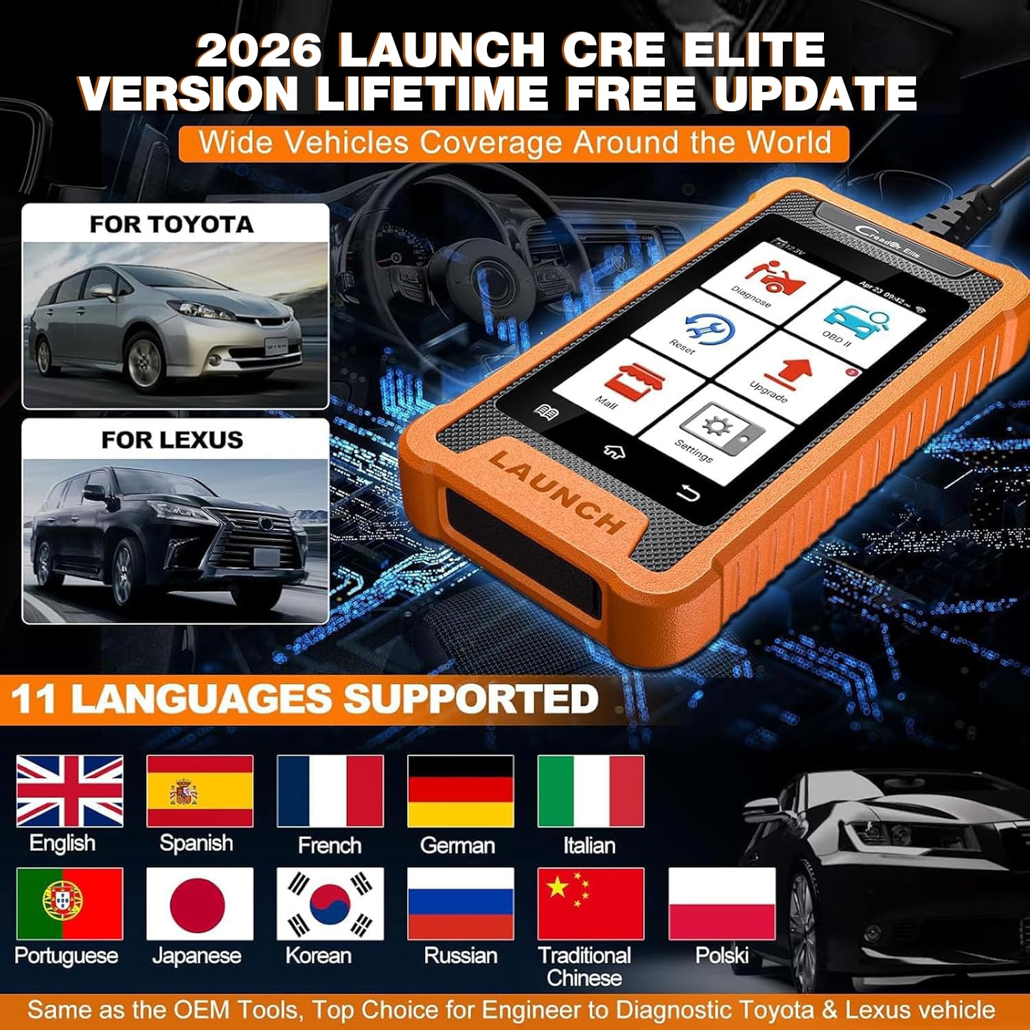 LAUNCH Creader Elite full system diagnostics for Toyota and Lexus coverage