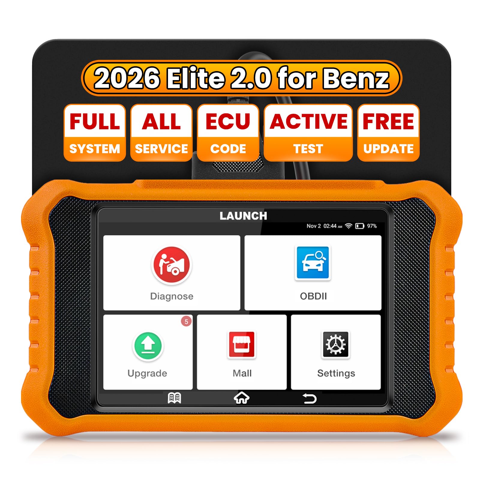 LAUNCH Creader Elite V2.0 with 4-inch touchscreen for Mercedes diagnostics.