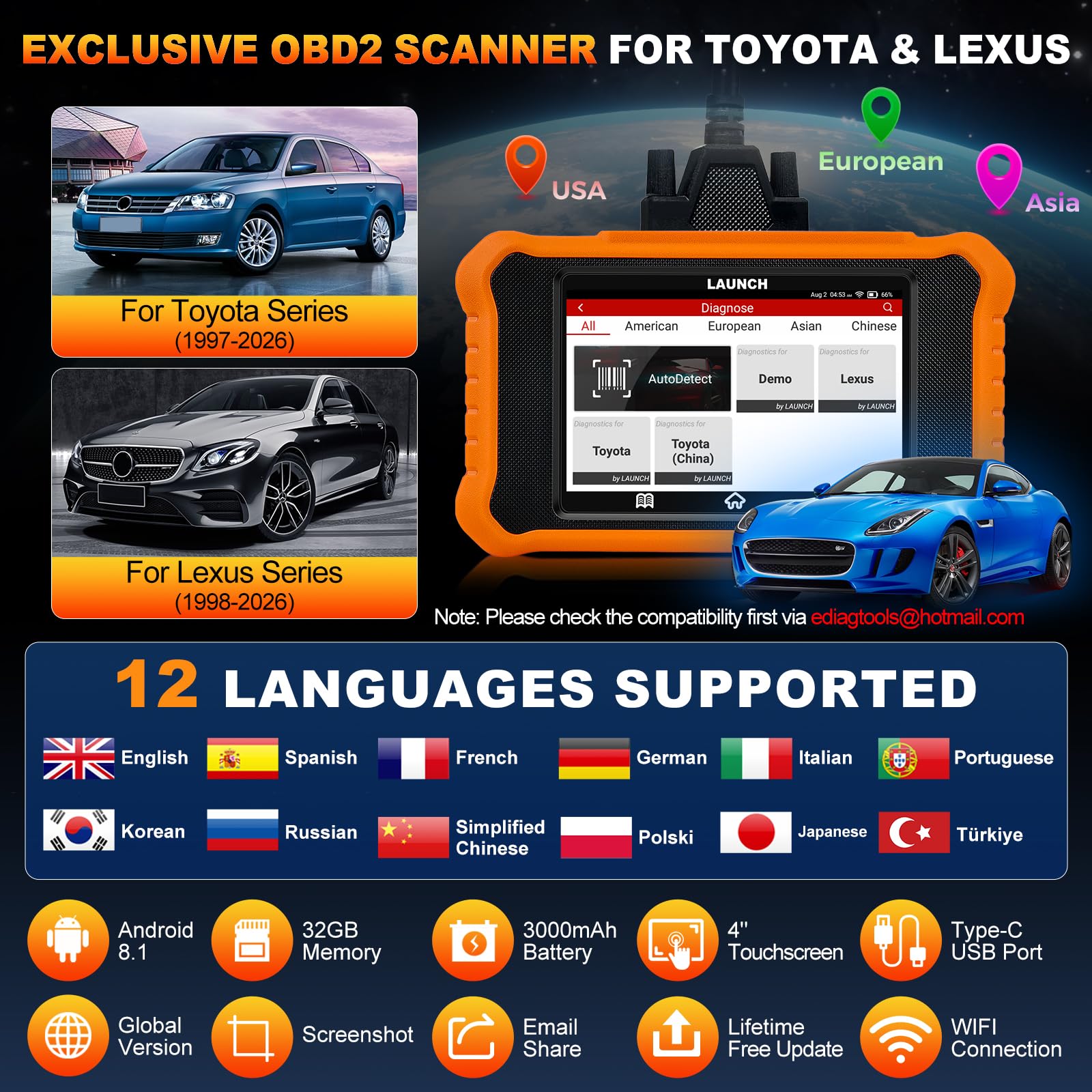 Lifetime free updates keep LAUNCH Creader Elite V3.0 current and capable