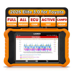 LAUNCH Creader Elite V3.0 screen showing Toyota and Lexus diagnostics clearly