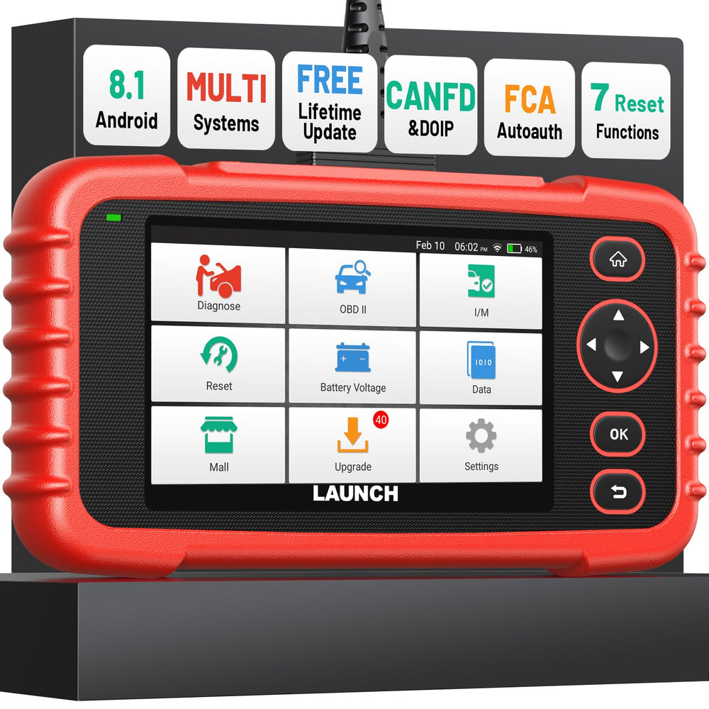 LAUNCH CRP123X V3.0 Elite front view showing compact tool ready for quick diagnostics.