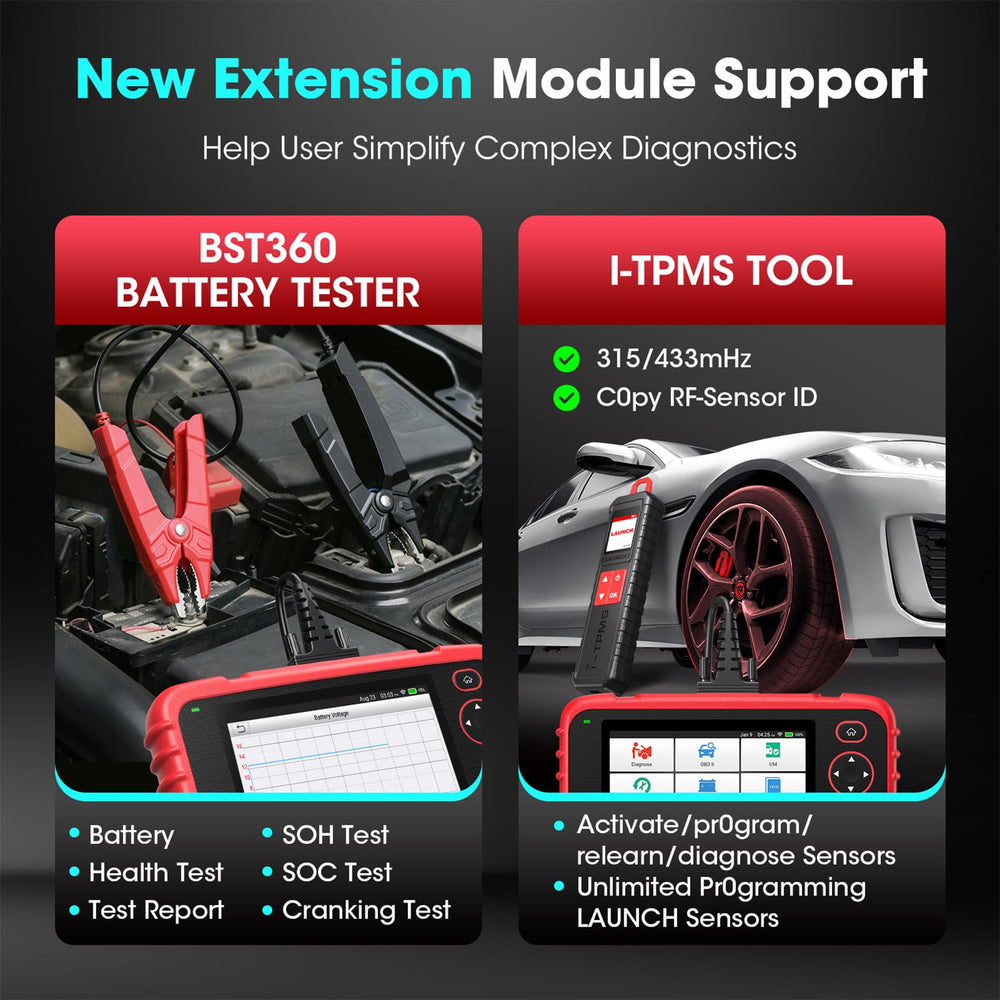 LAUNCH CRP123X V3.0 Elite TPMS feature-ready with optional i-TPMS module.