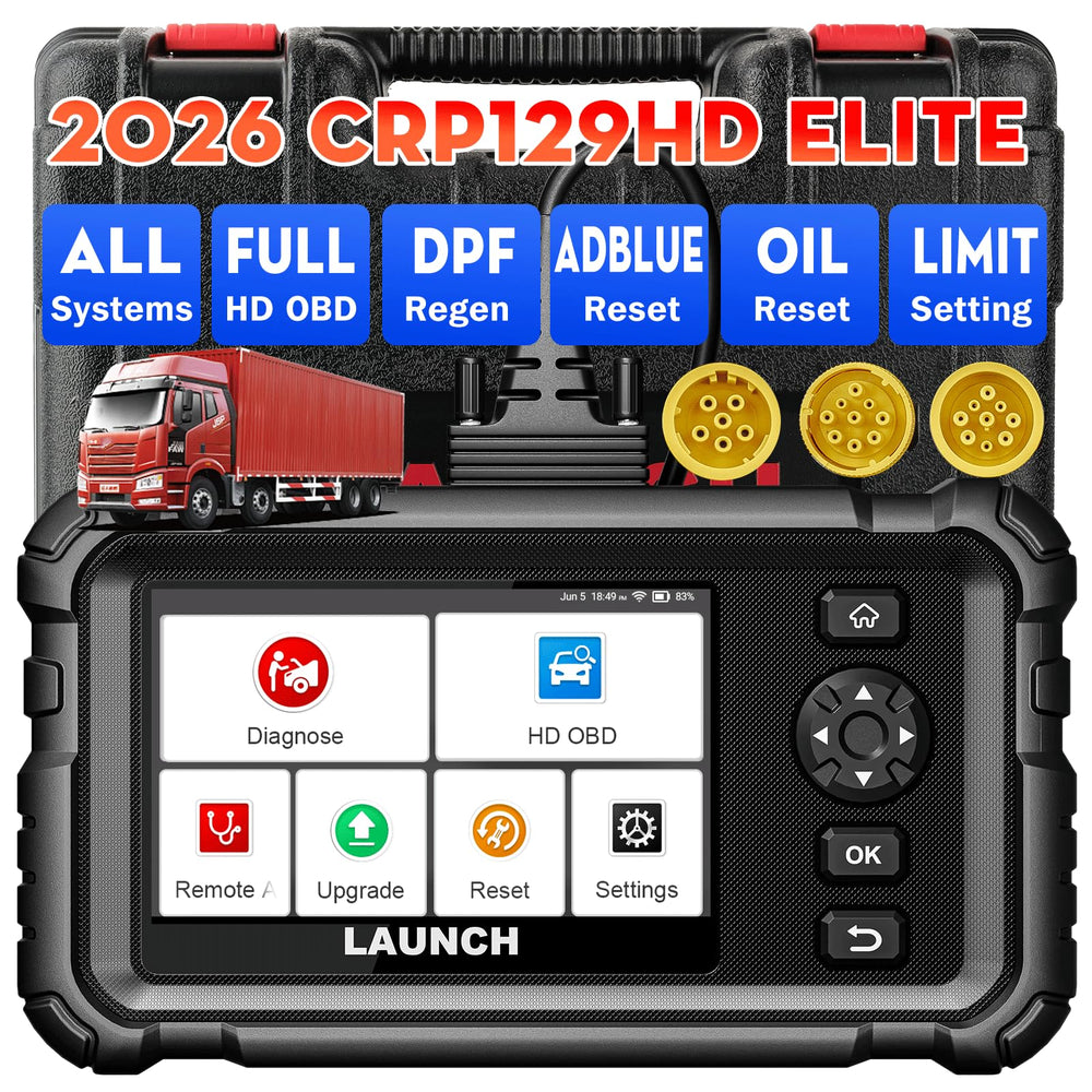 LAUNCH CRP129HD diagnostic primary screen showing full-system scans
