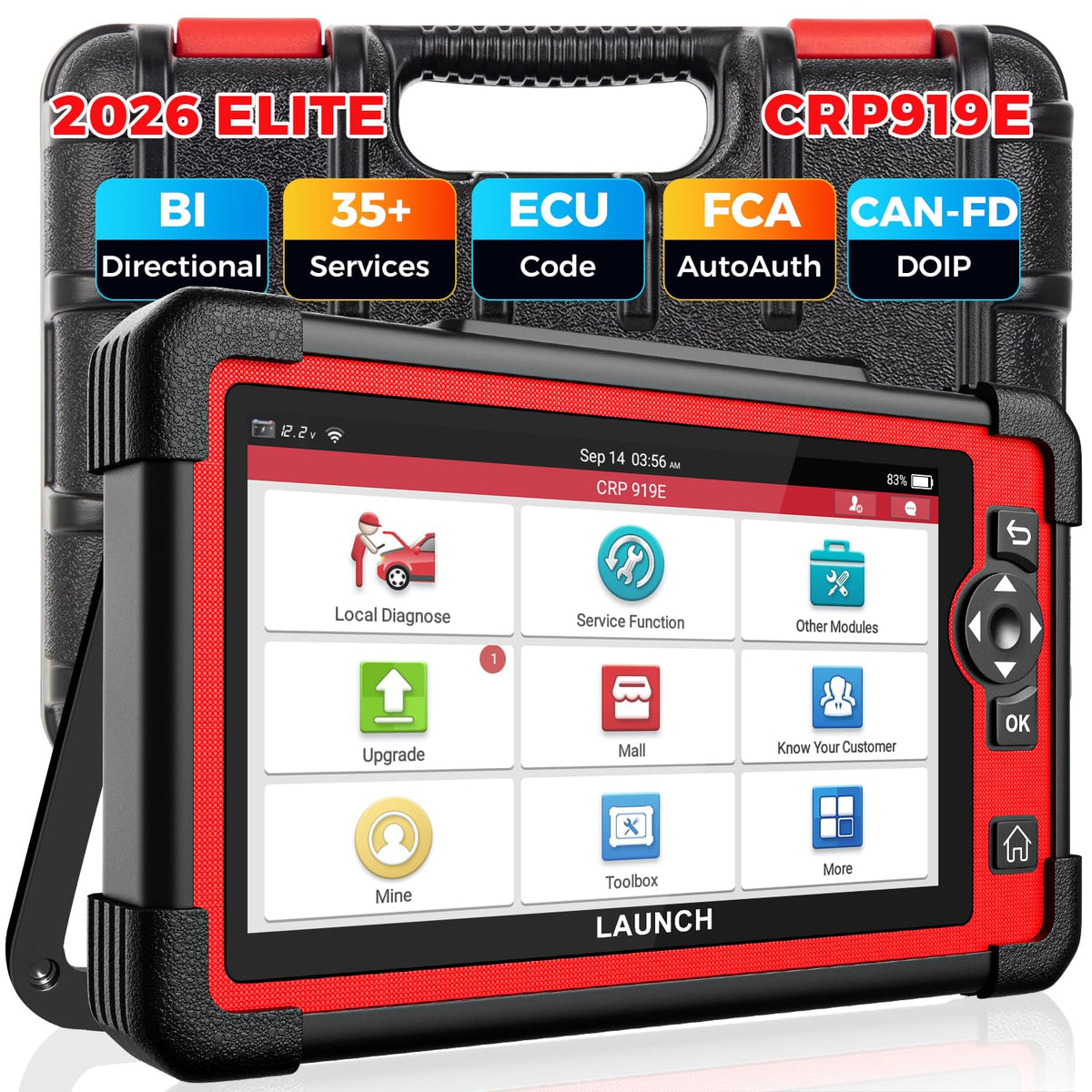 LAUNCH CRP919E front view showcasing compact diagnostic hub for quick checks