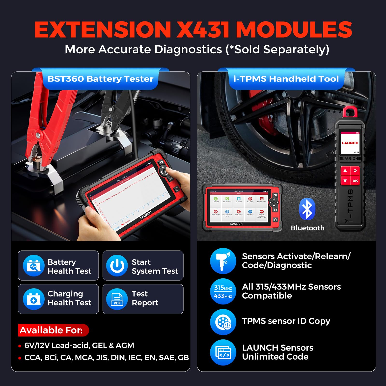 LAUNCH CRP919E TPMS tool interface showing relearn capabilities