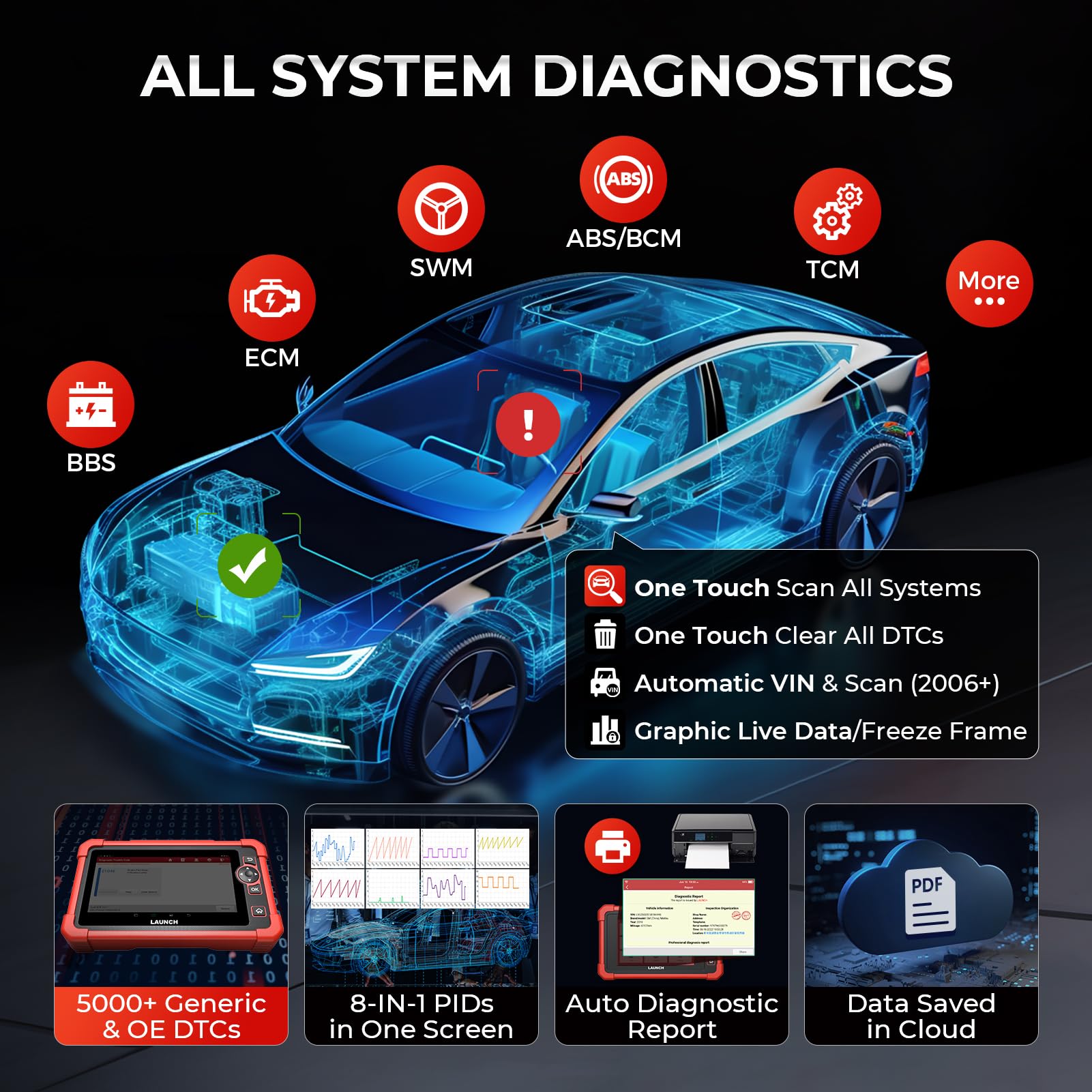 LAUNCH CRP919X Android 10 interface with ample RAM and storage.