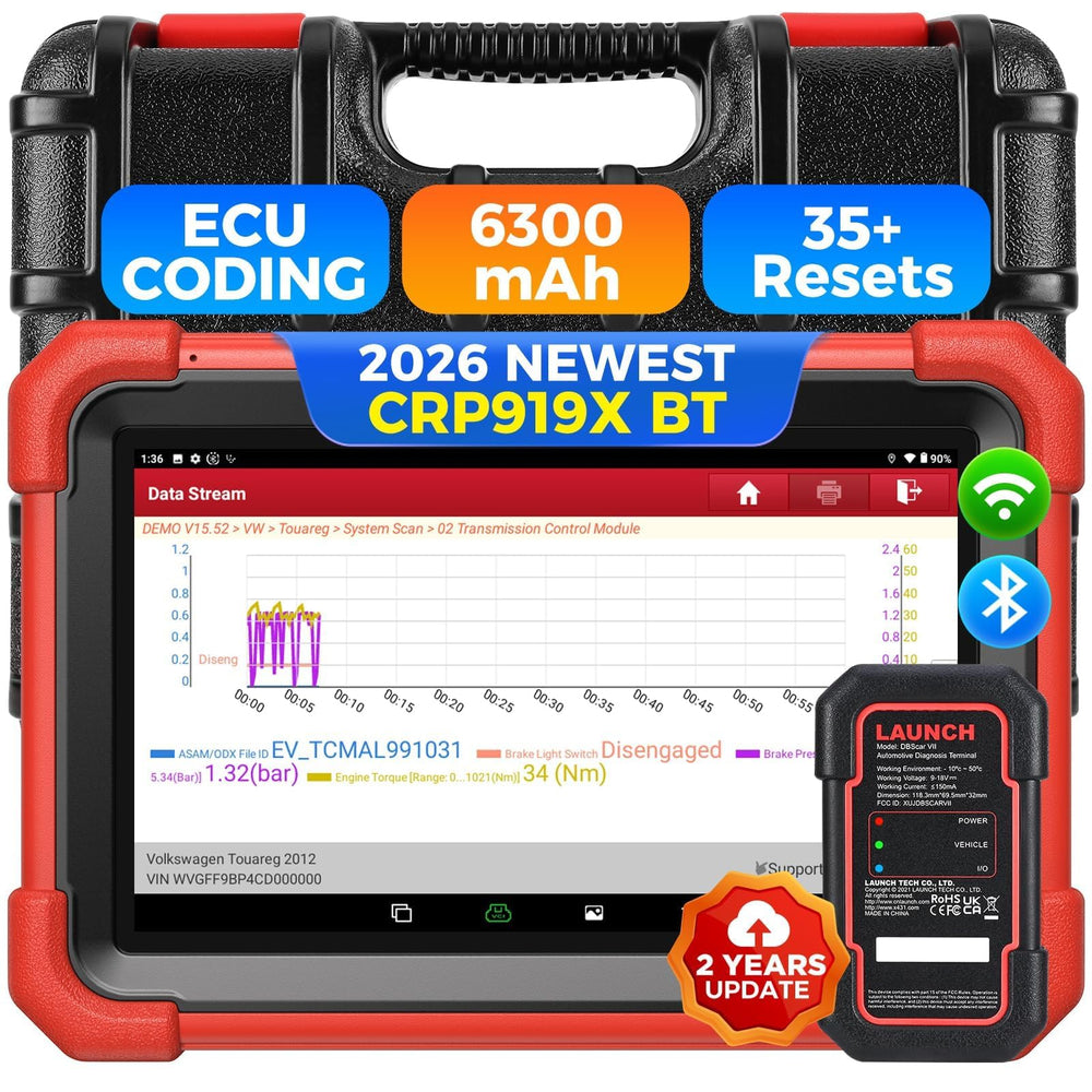 LAUNCH CRP919XBT wireless diagnostic tool front view enabling cable-free testing