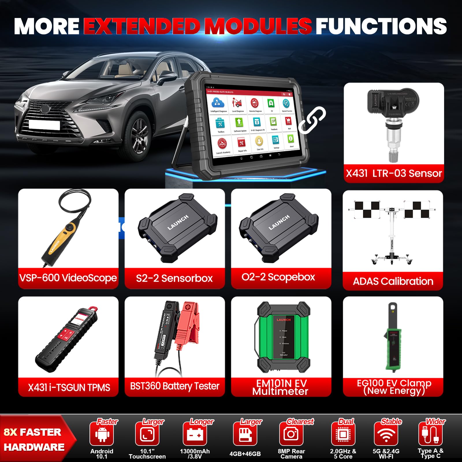 LAUNCH X431 PRO3S+ Elite 4GB 64GB storage keeps data accessible