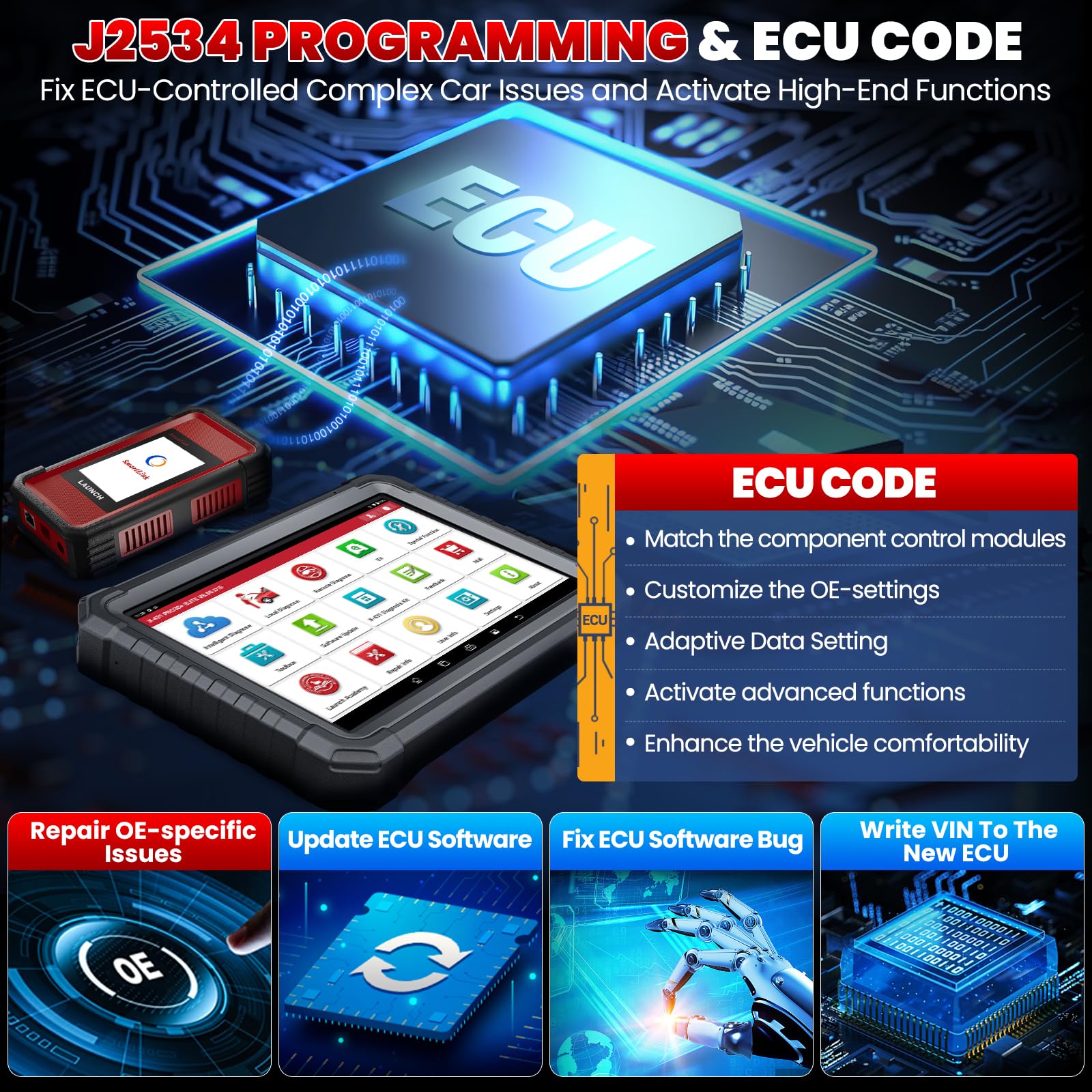 LAUNCH X431 PRO3S+ Elite SmartLinkC 2.0 enables J2534 compatibility with OEM software