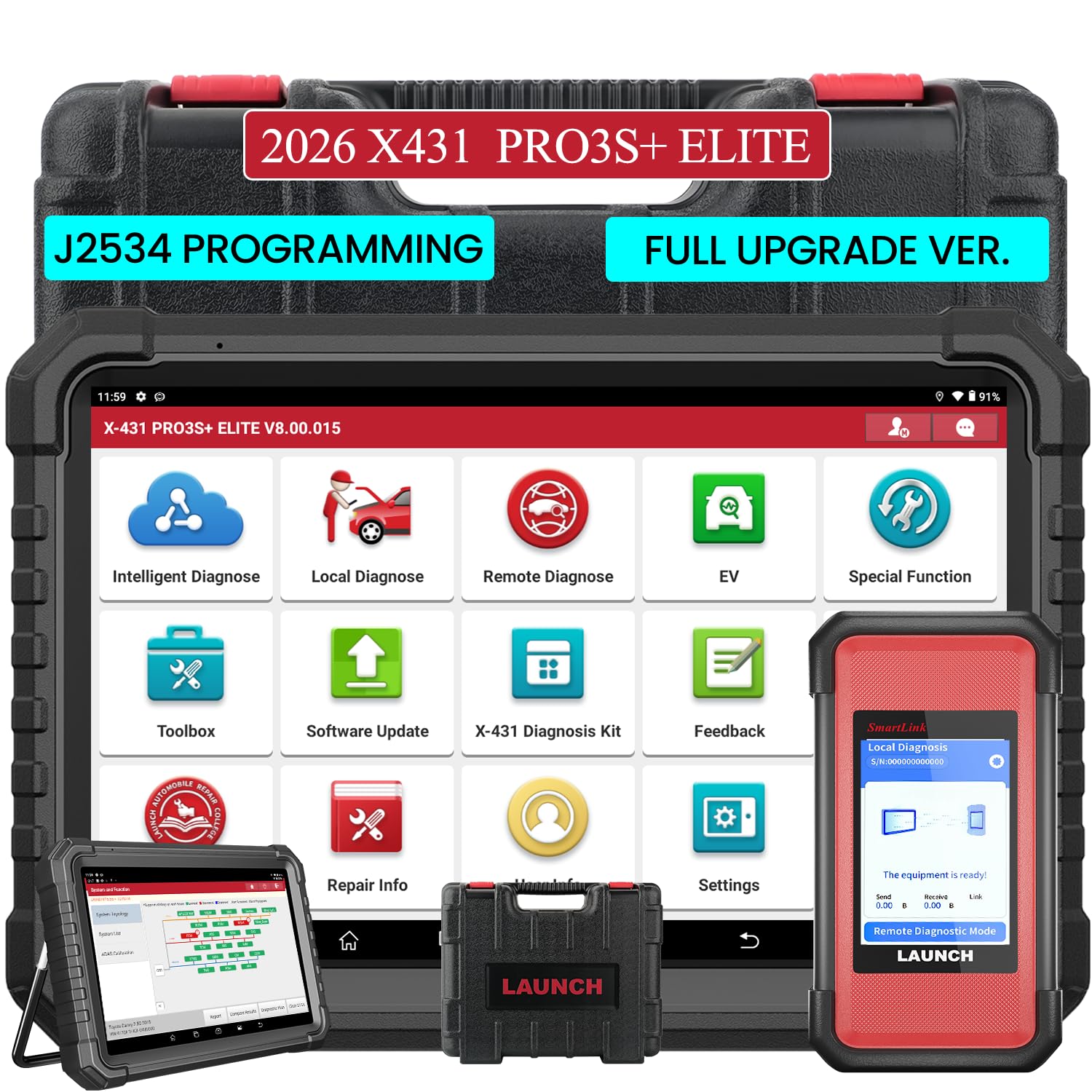 LAUNCH X431 PRO3S+ Elite topology map provides quick full-system overview for faster diagnostics