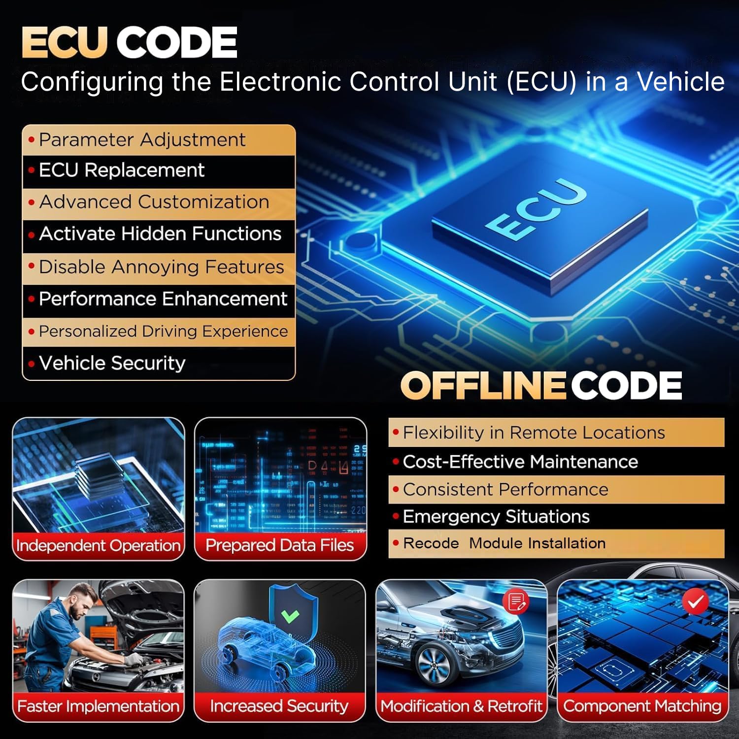 LAUNCH X431 PRO3S+ V5.0 ECU code access and relearn options.
