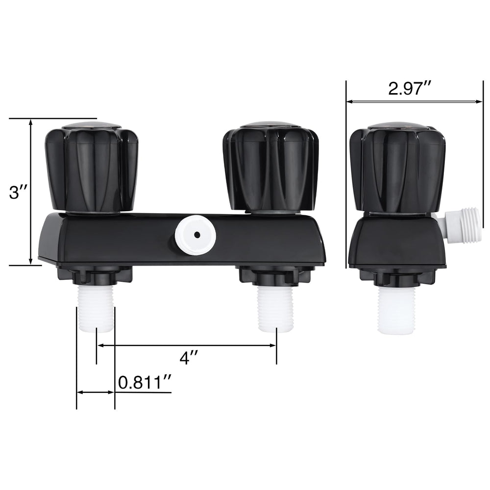 LavishStream wall-mount faucet with 4-inch valve enables compact RV installation.