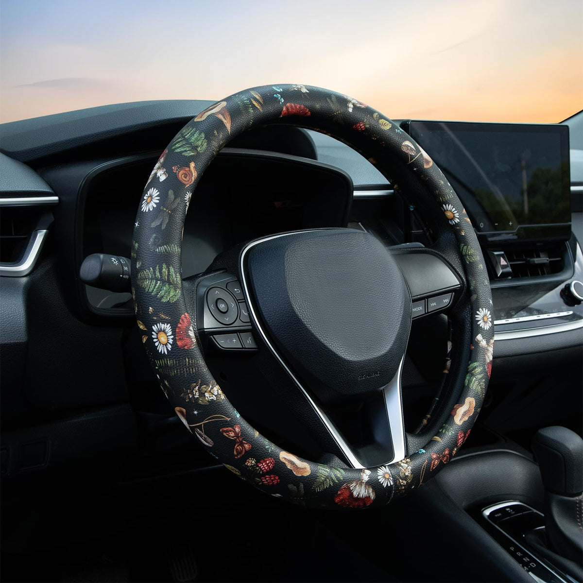 LAWHOWJIE mushroom steering wheel cover installation for a secure, snug fit.