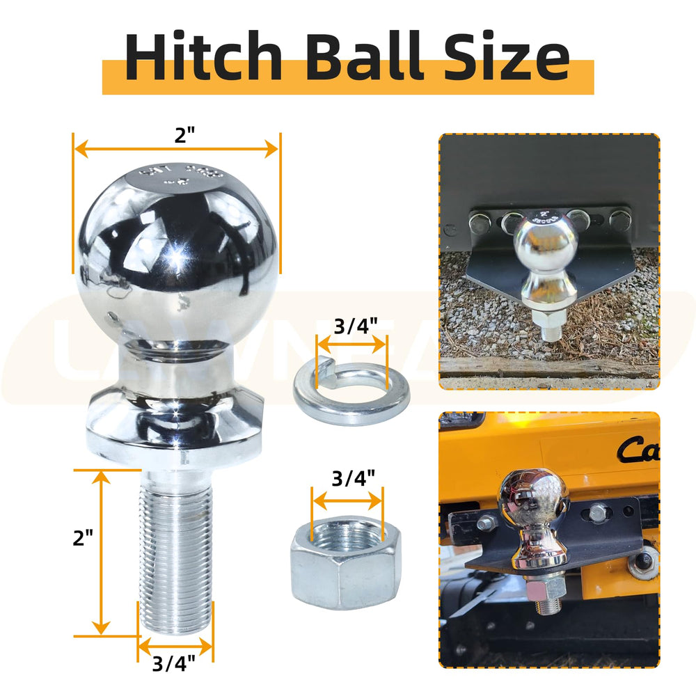 Lawneagle chrome ball hitch provides secure trailer connection