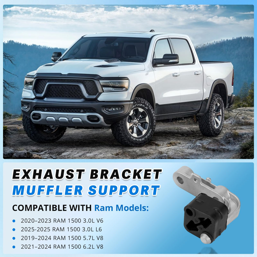 Lazenta right rear exhaust bracket with rubber isolator, smooth ride for Ram 1500