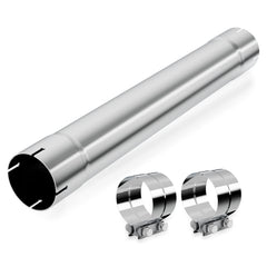 LCGP 4inch straight exhaust pipe front view in rust-resistant stainless steel