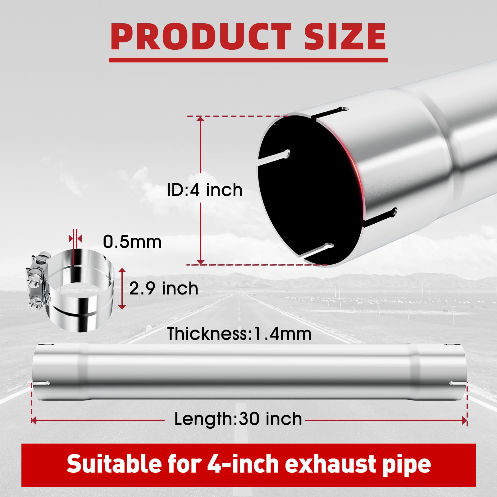 LCGP 4inch pipe measurement, 4 inch ID and 30 inch length