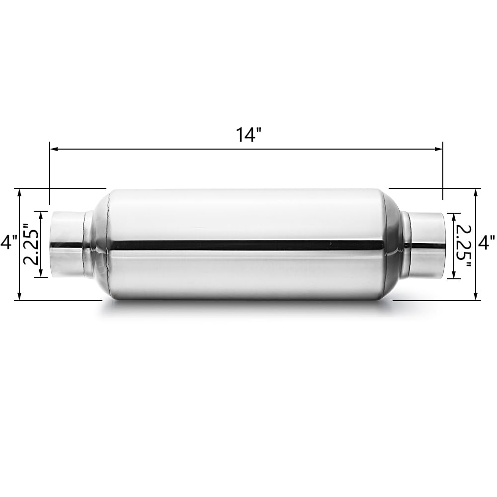 LCGP resonator side view showing 2.25in inlet and outlet for a seamless fit