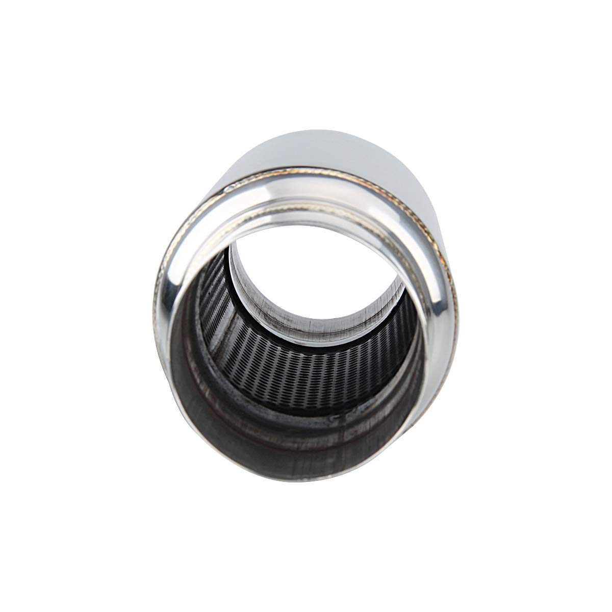 LCGP resonator with 3-inch outlet and polished finish for durable exhaust.