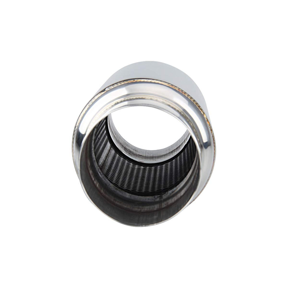 LCGP resonator with 3-inch outlet and polished finish for durable exhaust.