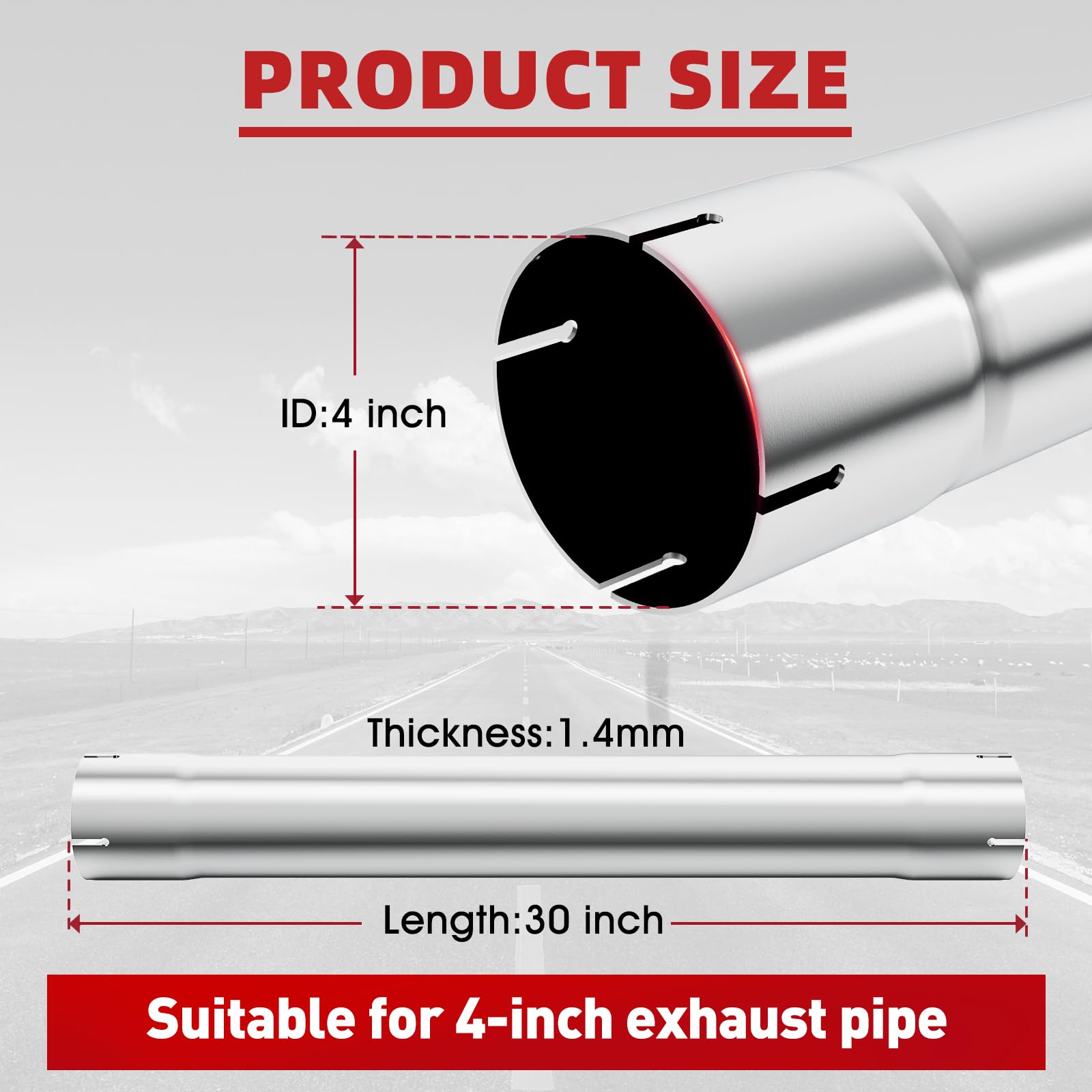 LCGP stainless steel exhaust pipe 4in in-out, corrosion resistant for long-lasting use.
