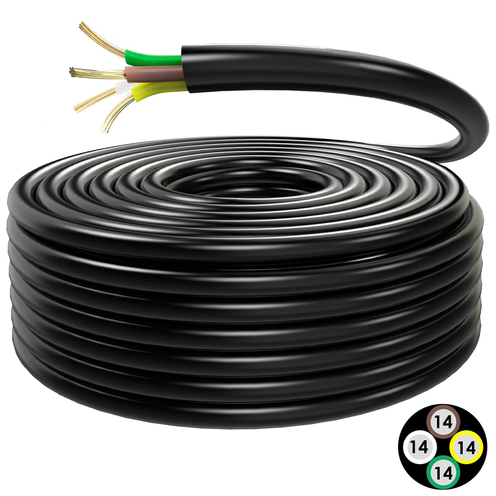 Lcrslitx 100ft 4-way trailer wire for long-haul lighting reliability