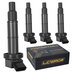 LCWRGS 4pc ignition coil pack closeup highlighting copper wiring for reliability.
