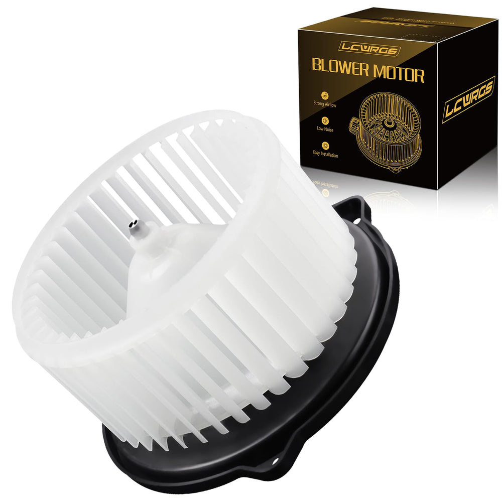 LCWRGS AC blower motor front view highlights durable design for reliable airflow in multiple models.